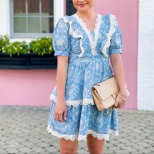 ChicWish lace embroidered tiered dress, XS